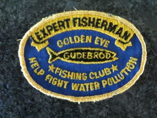 Vintage Fishing Patch - Gudebrod Expert Fisherman - 3 1/2 X 2 1/2 Inch