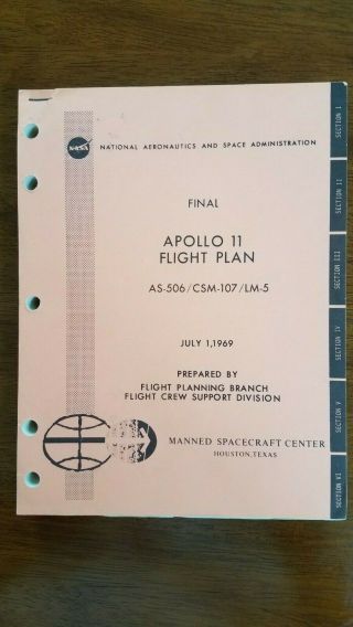 Apollo 11 Final Flight Plan Nasa As - 506,  With Nasa Letter Of Request And Reply