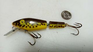 L&s Vintage Lure,  3 In Body With Jointed Back.  Brown Back W/brown Cd And Yello