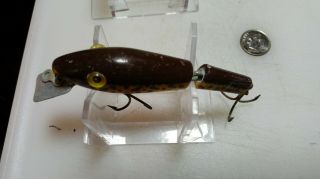 L&S vintage lure,  3 in body with jointed back.  Brown back w/brown CD and yello 2
