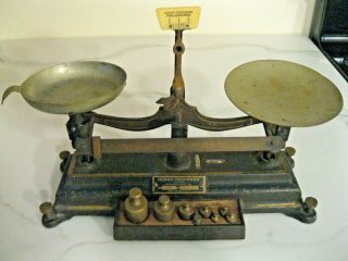 Antique Pharmacy Apothecary Henry Troemner Balance Scale With Weights Model 655