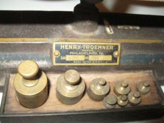 Antique Pharmacy Apothecary Henry Troemner BALANCE SCALE with Weights Model 655 5