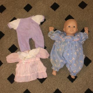 Baby Snookums By Mattel 1996 Vintage Baby Doll W/ 3 Outfits Caucasian Blue Eyes
