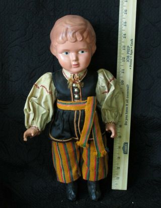 Vintage Celluloid Boy and Girl Doll Poland ? Traditional Dress 16 