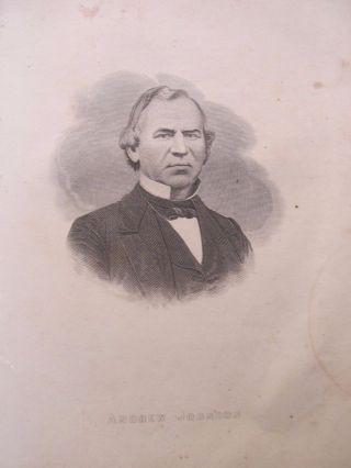 Early,  1865 Antique Civil War Engraved Photo Portrait,  President Andrew Johnson