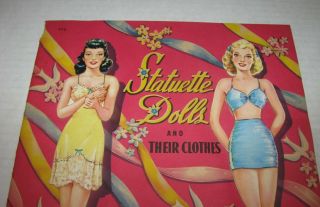 Vintage 1942 Statuette Girls Uncut Paper Clothes Cardboard Dolls Book Whitman 2