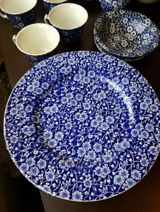 Calico Crownford China Blue And White Floral Set English Made Queens China Set
