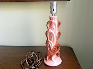 Vintage Mid Century 1950 ' s Abstract Organic Lamp Ceramic Pink and Rust Color 3