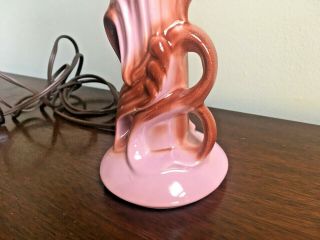 Vintage Mid Century 1950 ' s Abstract Organic Lamp Ceramic Pink and Rust Color 6