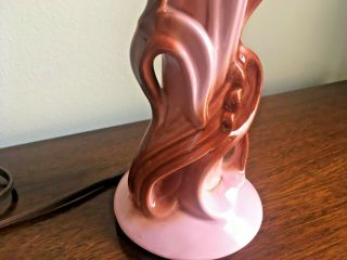 Vintage Mid Century 1950 ' s Abstract Organic Lamp Ceramic Pink and Rust Color 7