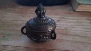 Vintage Antique Vantines Incense Burner Covered Lid Urn Bronze Marked