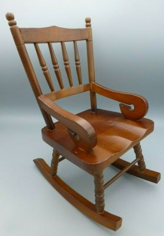 Antique Style Wood Doll Bear Rocking Chair Display Furniture Fits American Girl