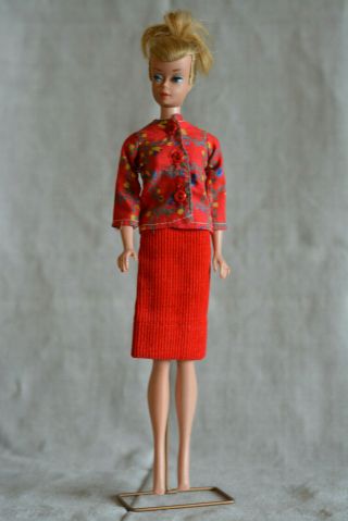 Vintage Barbie Clone Handmade Red Jacket And Corduroy Skirt,  Uneeda Wendy,  60s