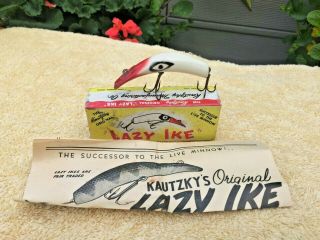 Vintage Kautzky Lazy Ike Kl - 31 Red White Wood 3” Fishing Lure Papers