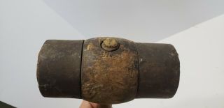 ANTIQUE PRIMITIVE VINTAGE WOOD MALLET HAMMER With IRON RINGS 8