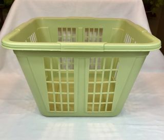 Vintage Rubbermaid Square Laundry Basket Avocado Green 2972 Clothes Hamper 2