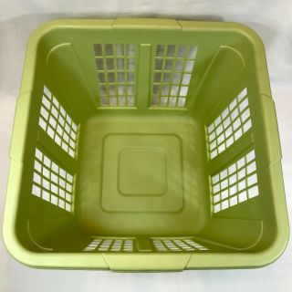 Vintage Rubbermaid Square Laundry Basket Avocado Green 2972 Clothes Hamper 3