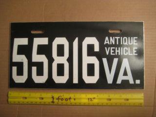 License Plate,  Virginia,  Antique Vehicle,  55816,  Heavy Gage Alum.  (not Porcelain)