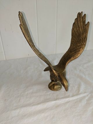 Vintage " American Eagle " Solid Brass Flag Pole Topper,  7 X 8 3/4 Inch