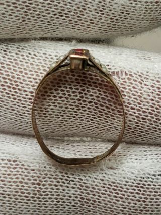 Antique Victorian 1890s Estate Ruby Seed Pearl rose Gold Band Ring size 8.  5 5
