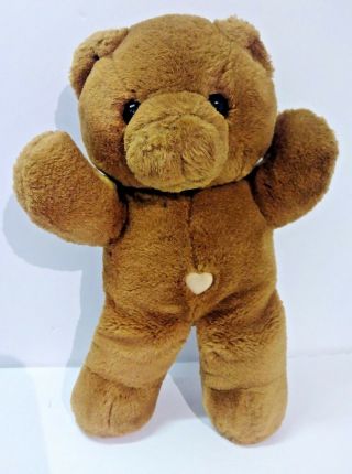 Vintage 1988 Dakin Brown Teddy Bear Pink Heart On Tummy Plush 11 " Stuffed Animal