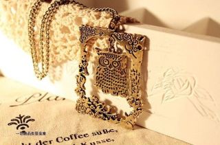 Vintage Owl Necklace Long Chain Sweater