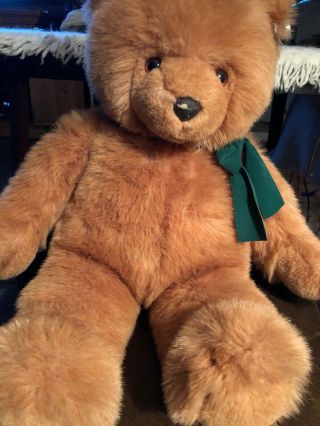 Vintage Gund Stuffed Plush Bear Made Exclusively For Jcpenney 1987 Green Bow 22”