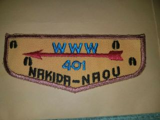 Oa Lodge 401 Nakida - Naou Flap Boy Scouts Of America 1956 F1