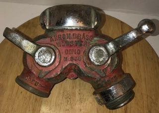 Vtg Akron Brass Fire Hydrant Splitter Hose Water Thief Wye Wooster Ohio M 949