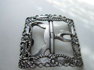 Large Silver Georgian Buckle Provincial With Steel Fittings Hand Chased Detail
