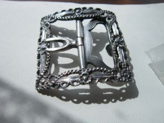 large silver georgian buckle provincial with steel fittings hand chased detail 2