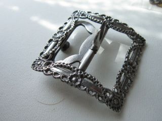 large silver georgian buckle provincial with steel fittings hand chased detail 5