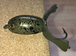 Wood FlyRod Frog Lure.  Glass Eyes.  Rubber Legs.  (Creek Chub Froggie Style) 6