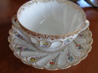 Antique Dresden Porcelain Cup/saucer Helena Wolfsohn Factory 1880 - 1891