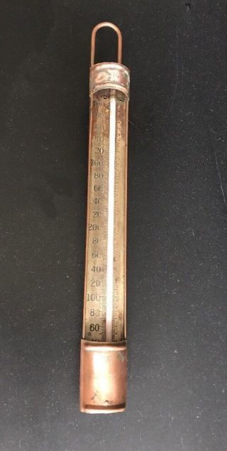 Vintage Antique 15 " Palmer Duro Copper Candy Thermometer Cincinnati,  Oh -