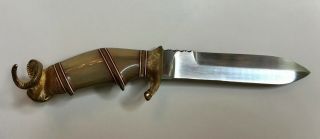 Jim Pugh Custom Miniature Gold & Antler Ram Knife / Letter Opener 4