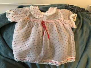 Vintage 1950’s Baby Girls Dress For Large Doll Red Polka Dots