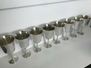 Set Of 8 Silver Plated Salem Portugal Goblet Chalice Cups