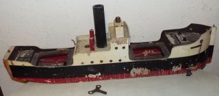 Antique Vintage British Merchant Wind - Up Clockwork Steam Ship Boat 31 " Long Nr