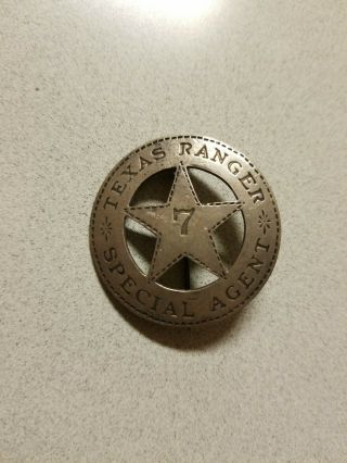 Texas Rangers Badge Marked Sterling