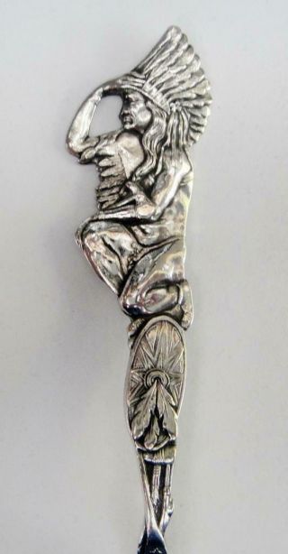 Vintage Sterling Silver Souvenir Spoon Indian Figural Handle,  Washington