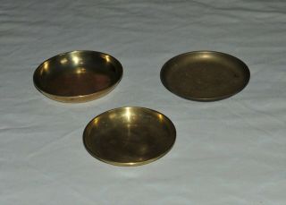 3x Brass Vintage/antique Weighing Scales Weight Pan/bowl/dish For Balance/candy