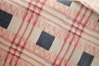 Antique French scarf 1920 ' s RARE Geometric printed check pattern handkerchief 2