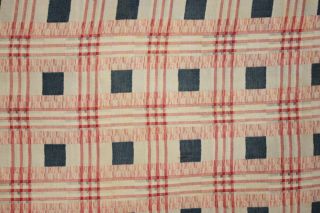 Antique French scarf 1920 ' s RARE Geometric printed check pattern handkerchief 3