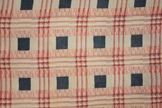 Antique French scarf 1920 ' s RARE Geometric printed check pattern handkerchief 6