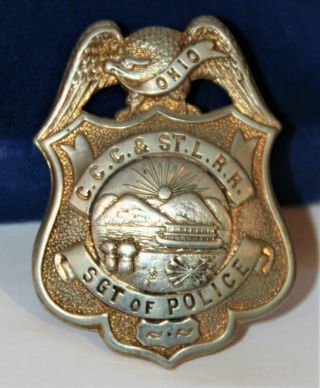 C.  C.  C.  & St.  L.  R.  R.  Police Vintage Badge Shield Ohio Sergeant Estate Authentic
