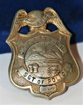 C.  C.  C.  & ST.  L.  R.  R.  Police Vintage Badge Shield Ohio Sergeant Estate Authentic 3