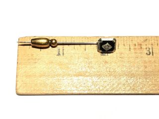 Antique Ostby Barton Diamond & Onyx 10K White Gold Stick Lapel Pin 1.  1gr w/ Box 6