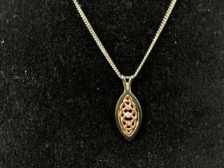 Vintage Clogau Sterling Silver Gold Diamond Celtic Knot Necklace & Pendent