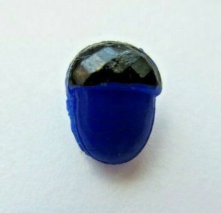 Adorable Small Antique Vtg Realistic Glass Acorn Button Navy W/ Faceted Top (u)